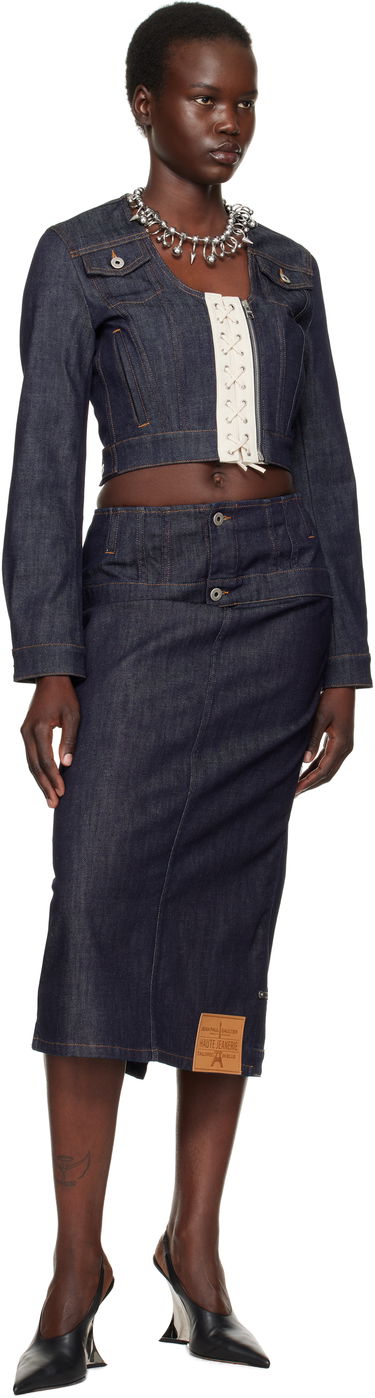 Jacka Jean Paul Gaultier Jean Paul Gaultier 'The Contrasting Lace-Up' Cropped Denim Jacket Blå | 25/33-F-VE085-D019-5568, 3