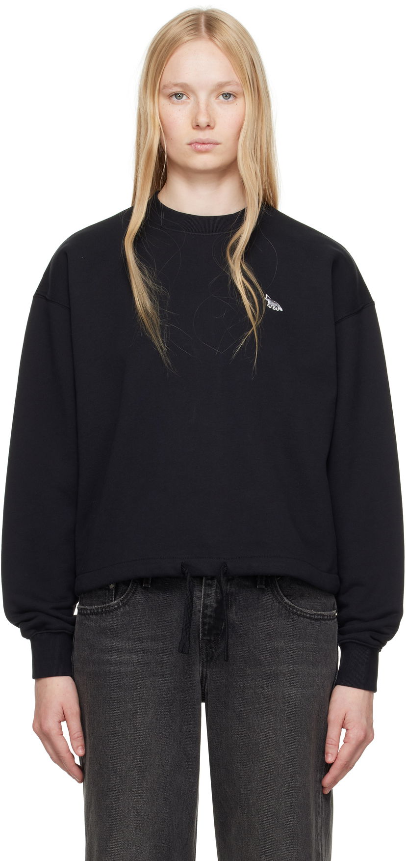 Sweater MAISON KITSUNÉ Maison Kitsuné Baby Fox Patch Drawstring Sweatshirt Svart | OW00302KM0325