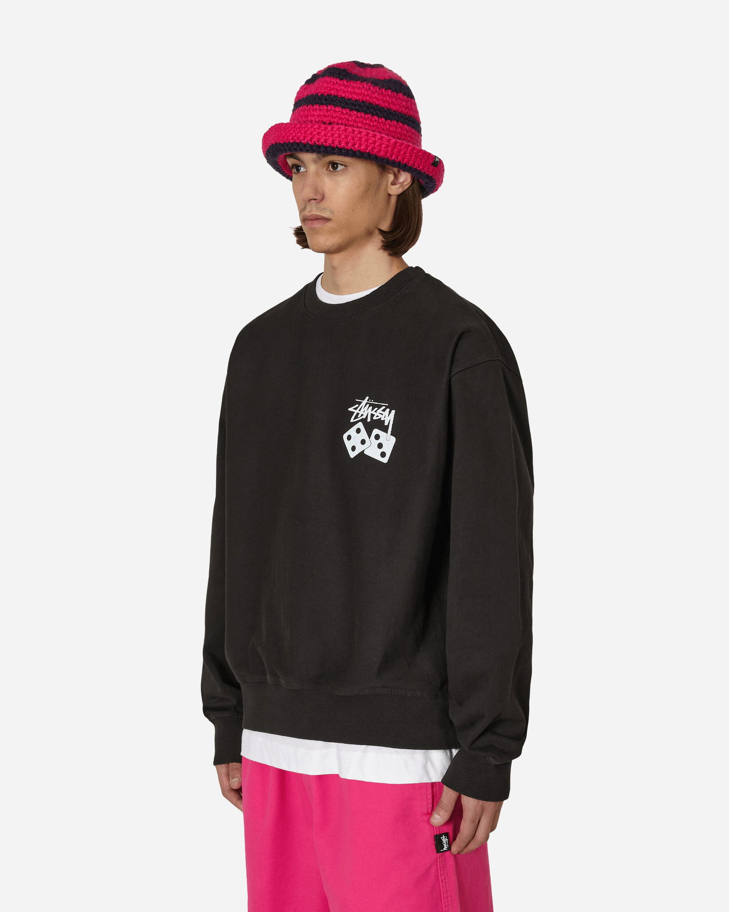 Sweatshirt Stüssy Dice Pigment Dyed Crewneck Sweatshirt Svart | 1914883 BLAC, 1