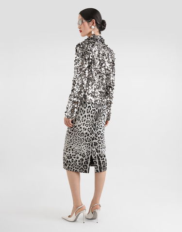 Linne Dolce & Gabbana Dolce & Gabbana Silk Tank Top with Fur Print Grå | FXT04TJAHLAHI3VQ, 2