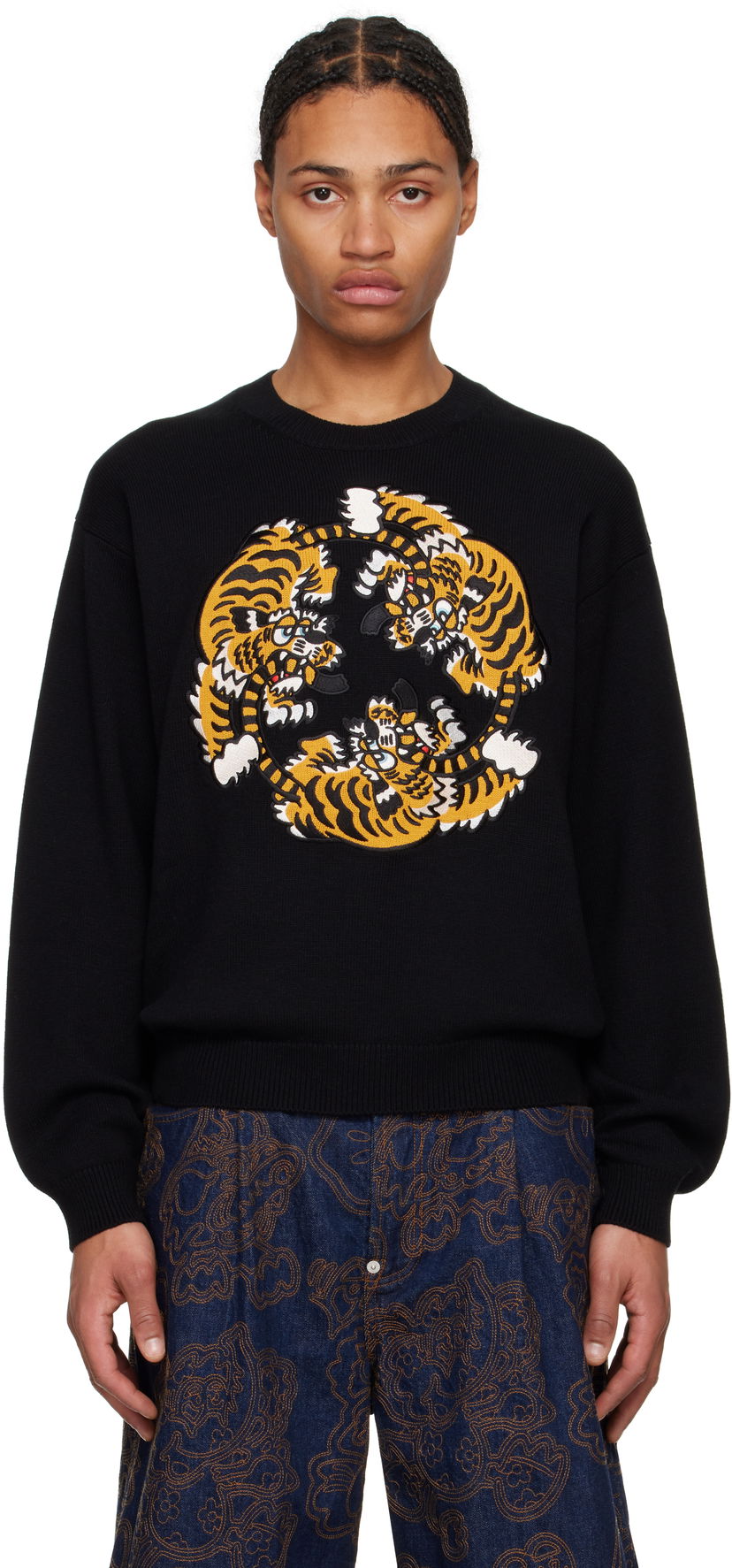 Sweater KENZO VERDY Edition Embroidered Sweater Svart | FF58PU7133CR