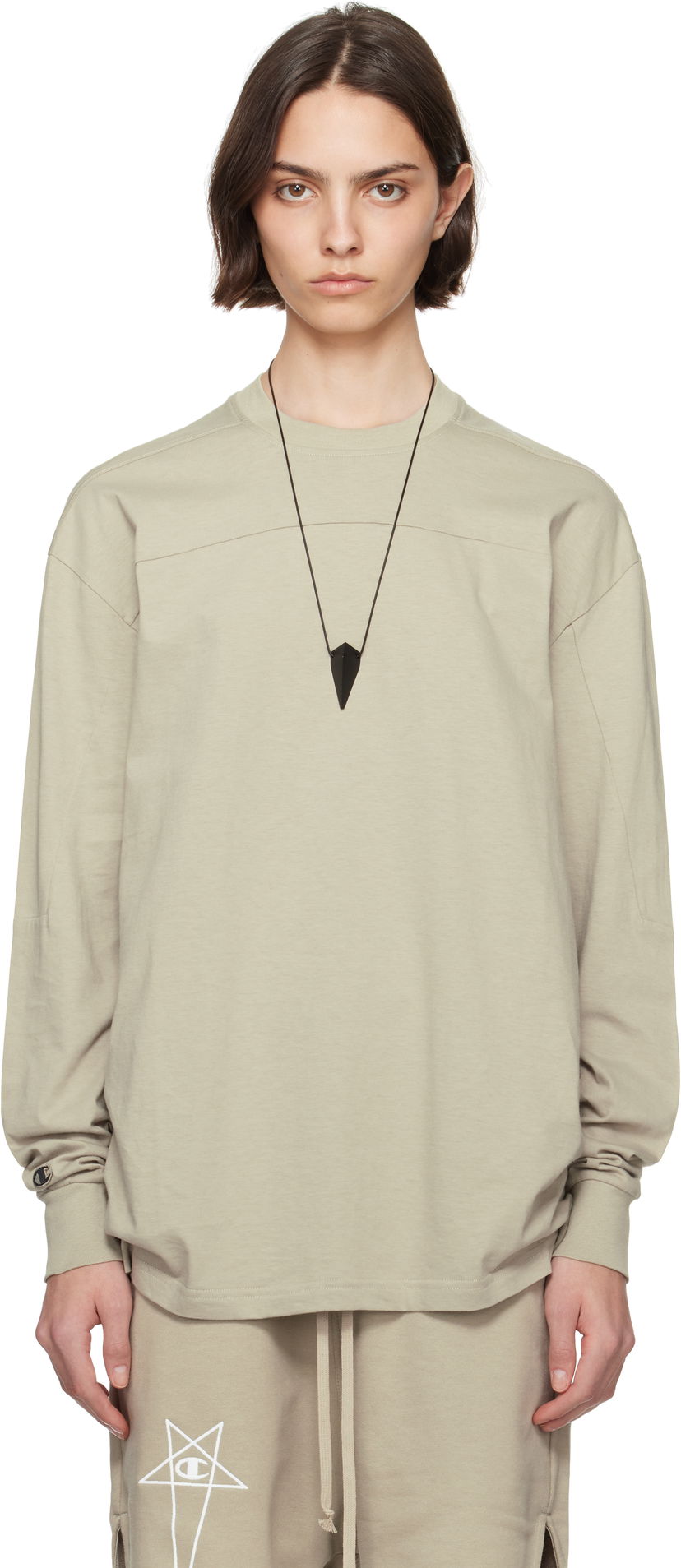 T-shirt Rick Owens Rick Owens Champion Edition Girdered T-Shirt Beige | CW01E1672 CHJG