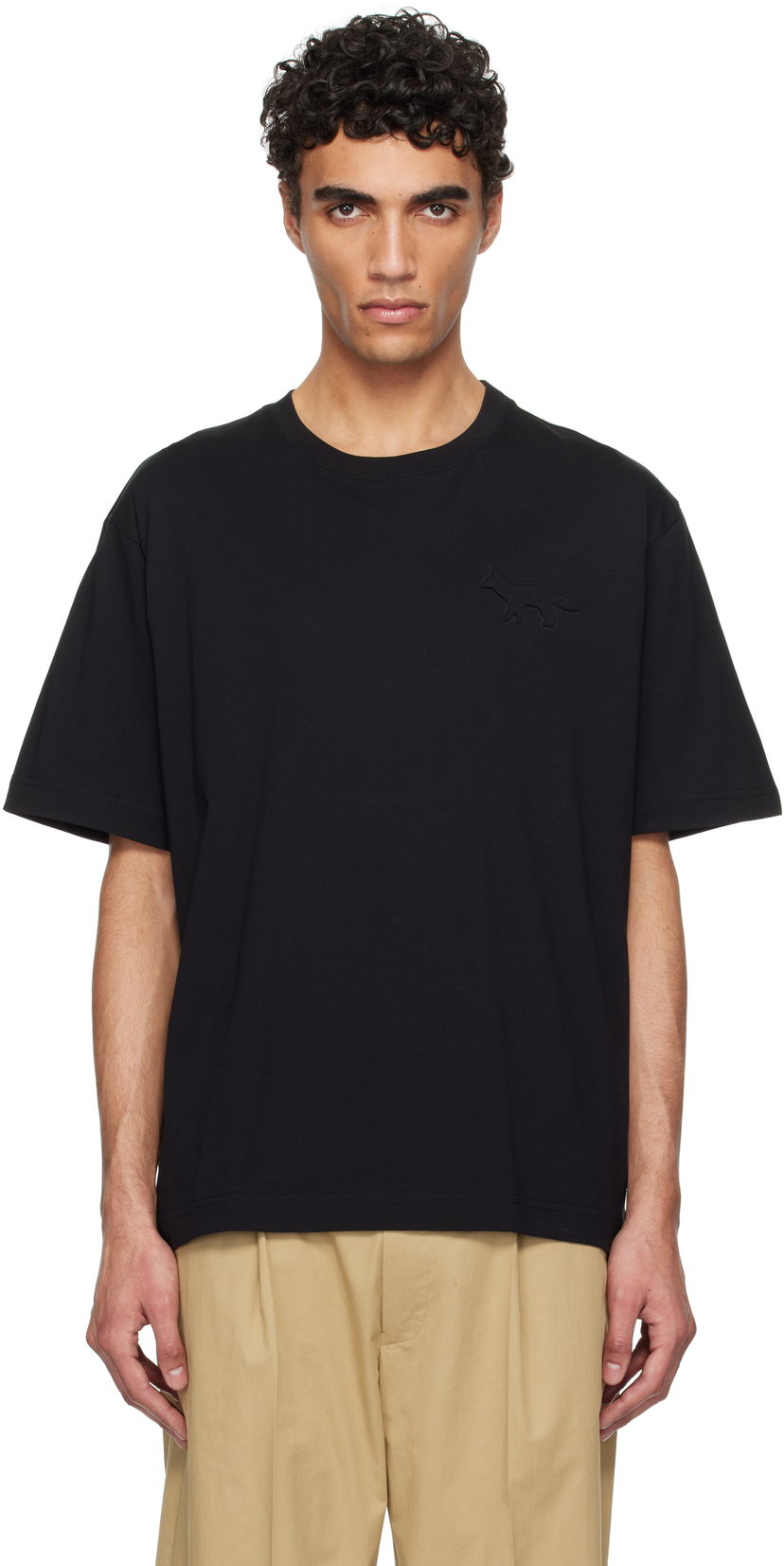 T-shirt MAISON KITSUNÉ Maison Kitsuné Embossed Fox Oversize T-Shirt Svart | OM00116KJ7016