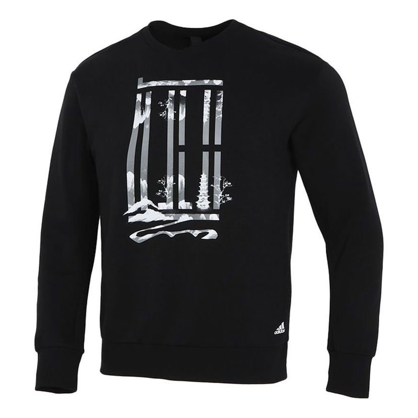 Sweater adidas Originals Logo Graphic Round Neck Pullover Svart | H39289