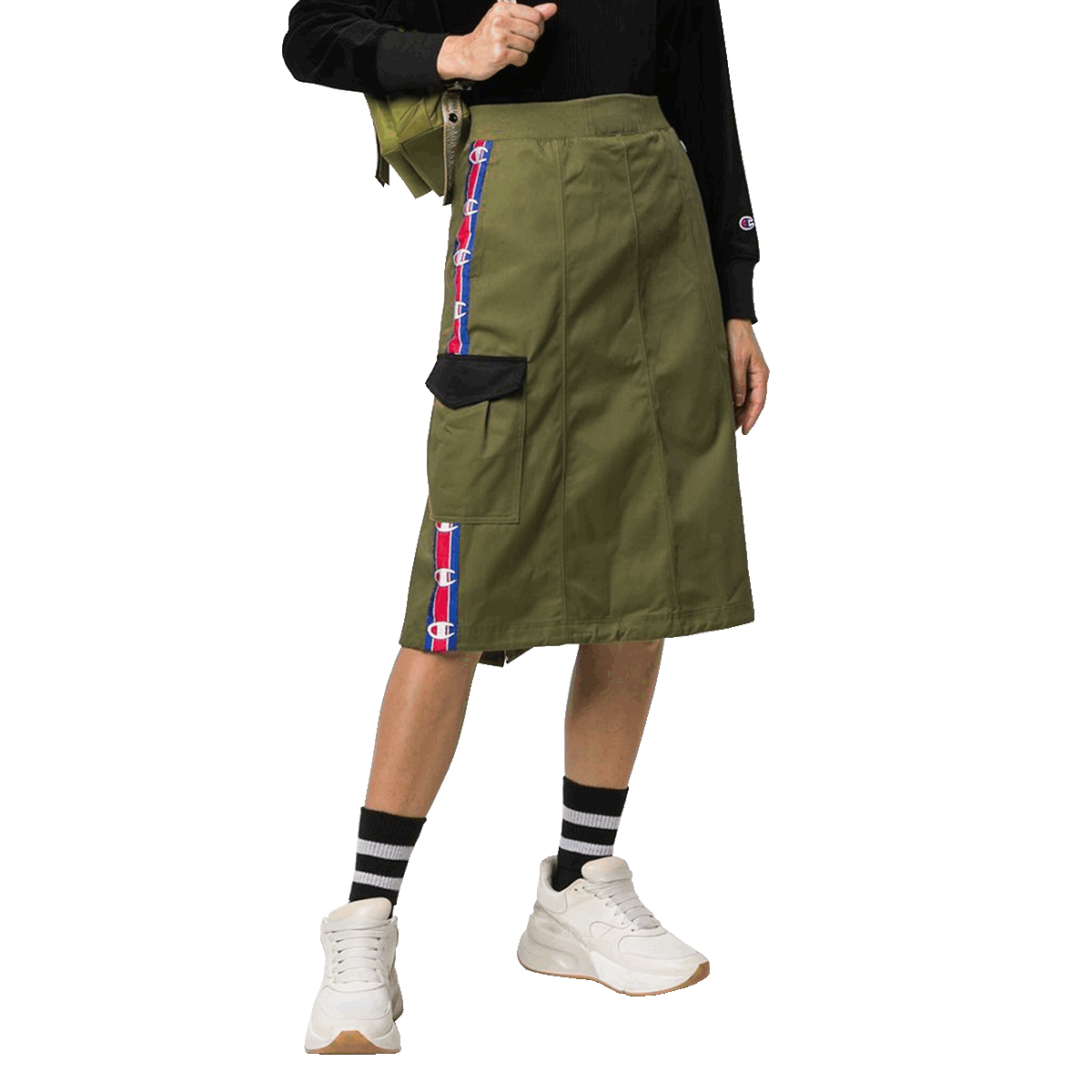 Kjol Champion Midi Cargo Skirt with Striped Taping Detail Grön | 112328-GS554, 0