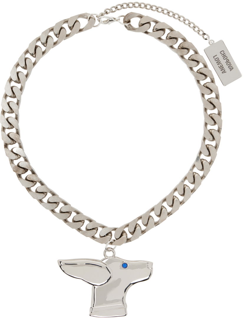 Halsband Chopova Lowena Silver Chain Dog Pendant Necklace Metallisk | 6522