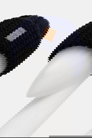 Mössa GANNI Graphic Wool Hand Knit Beanie Mörkblå | A7171, 1