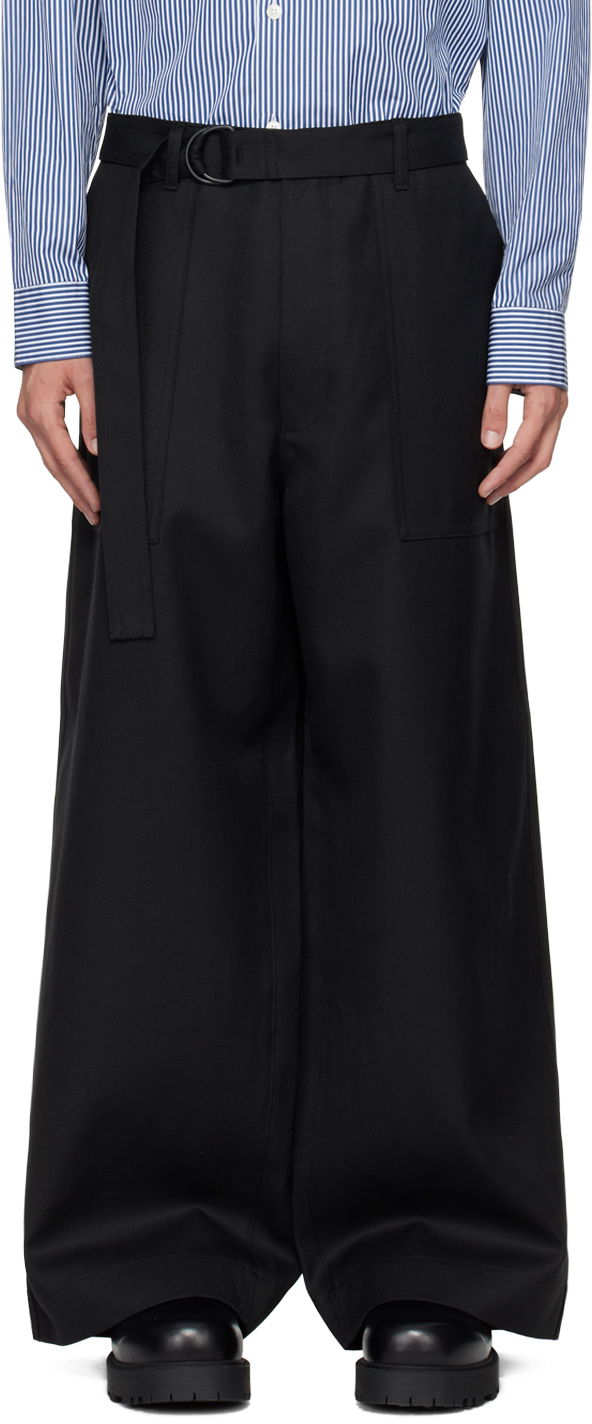 Byxor Comme des Garçons Homme Black Wool Trousers Svart | HN-P005-051