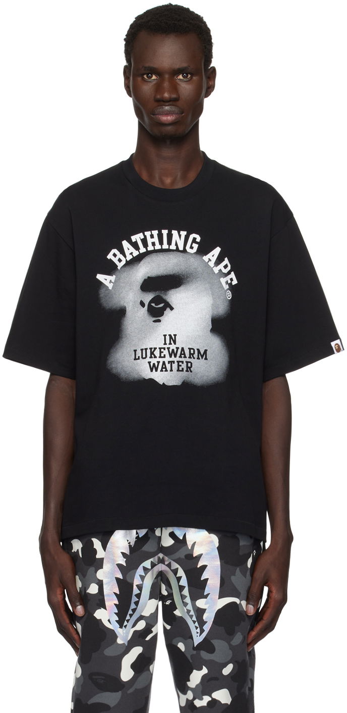 T-shirt BAPE Water Print College Logo Relaxed Fit T-shirt Svart | 001TEK801302M
