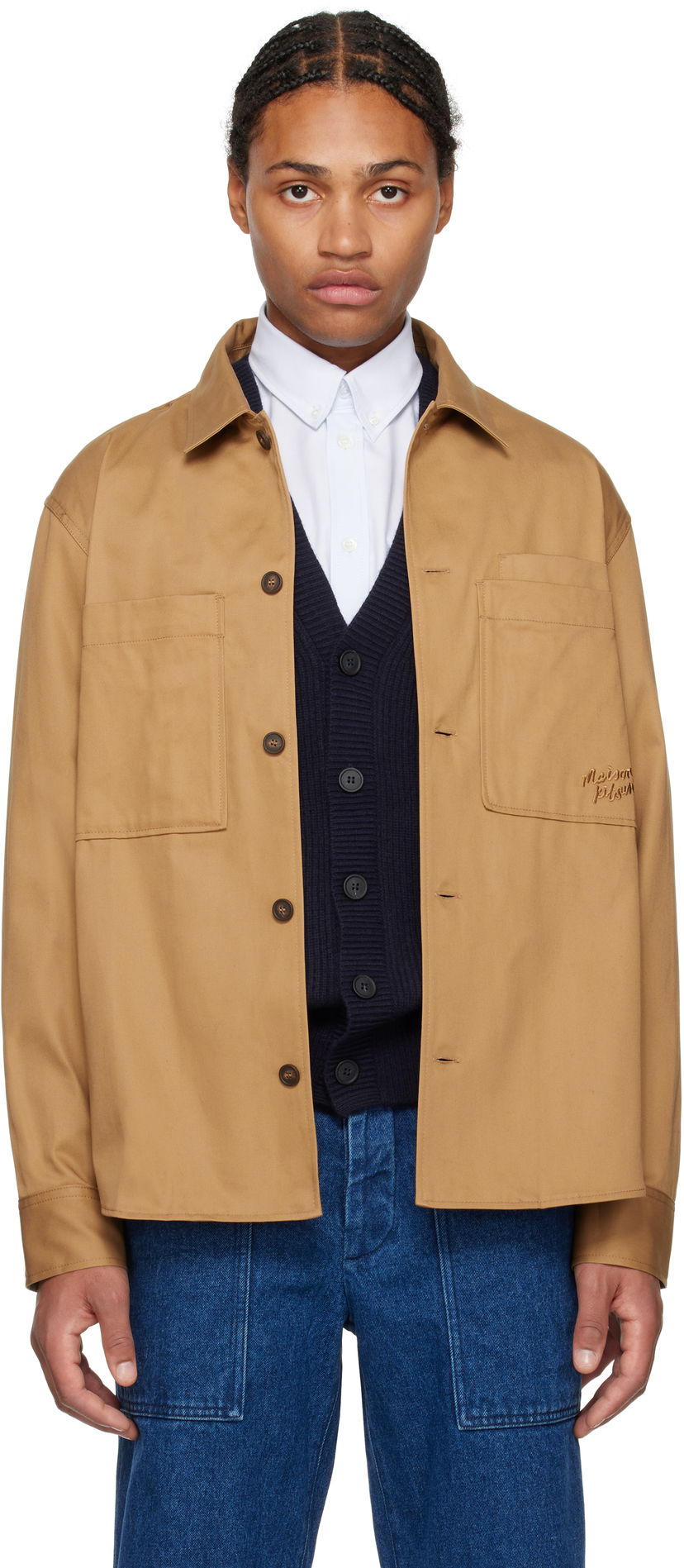 Skjorta MAISON KITSUNÉ Cotton Gabardine Overshirt Brun | MM00401WW0078