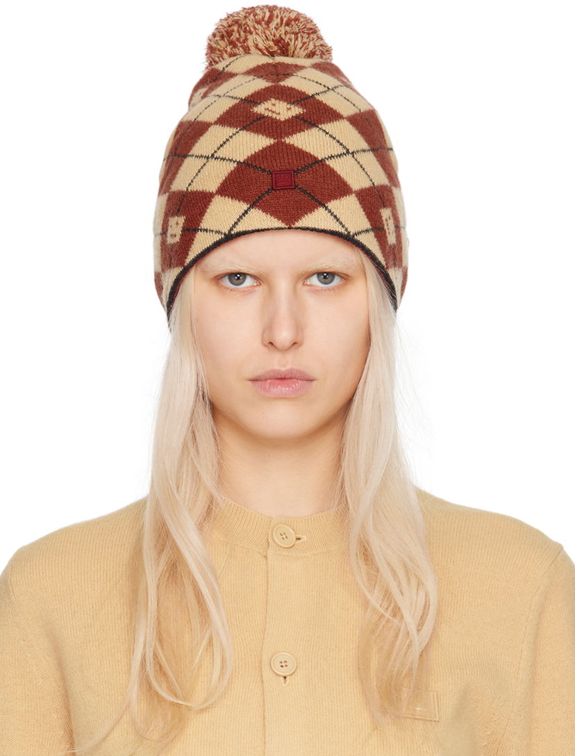 Mössa Acne Studios Argyle Jacquard Beanie Röd | C40317-