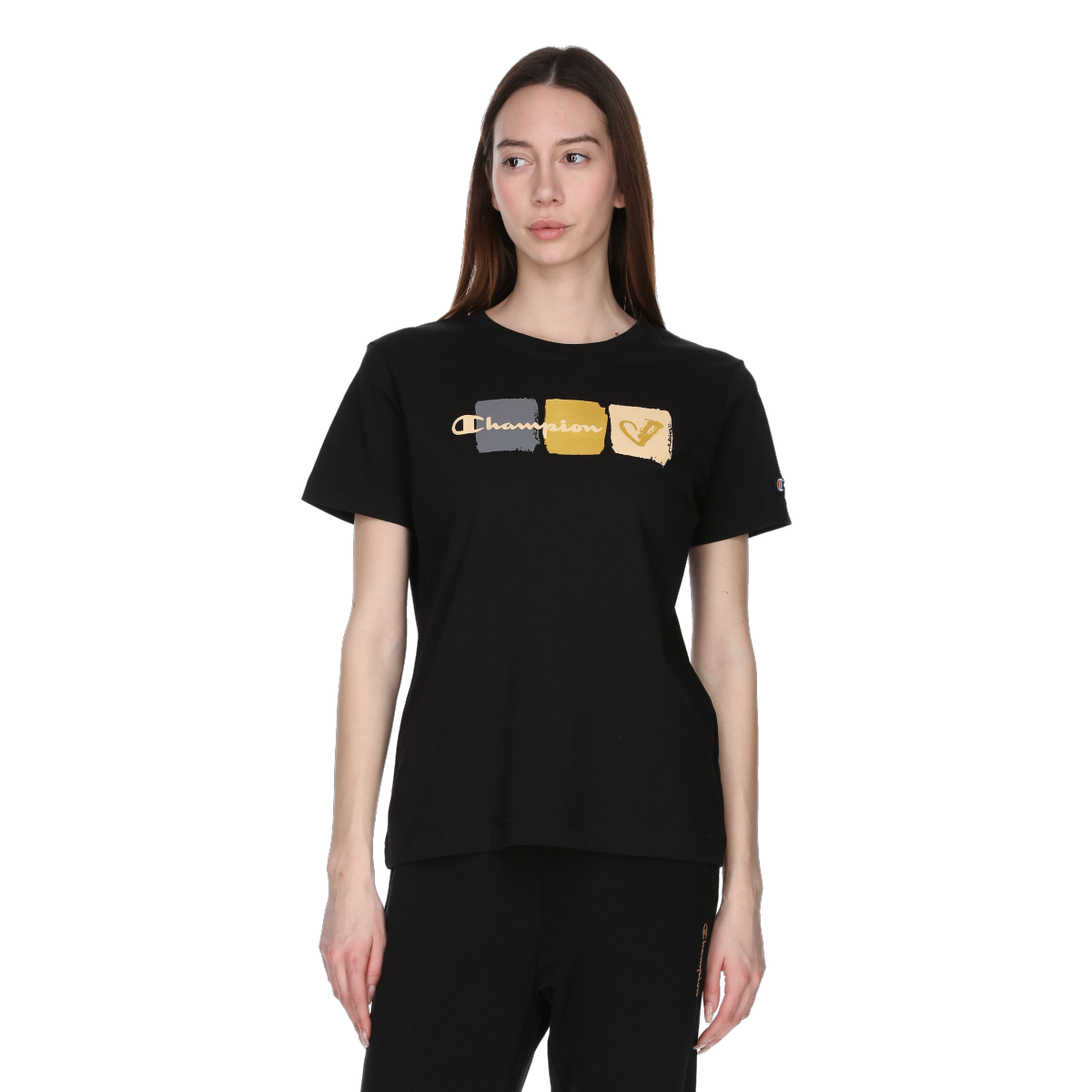 T-shirt Champion Crewneck T-Shirt with colorful block graphic Svart | 118296-KK001, 0