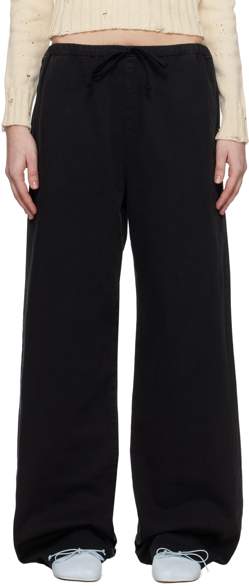 Träningsbyxor Maison Margiela MM6 Maison Margiela Bull Wide-Leg Pants Svart | S62KB0235 S30653