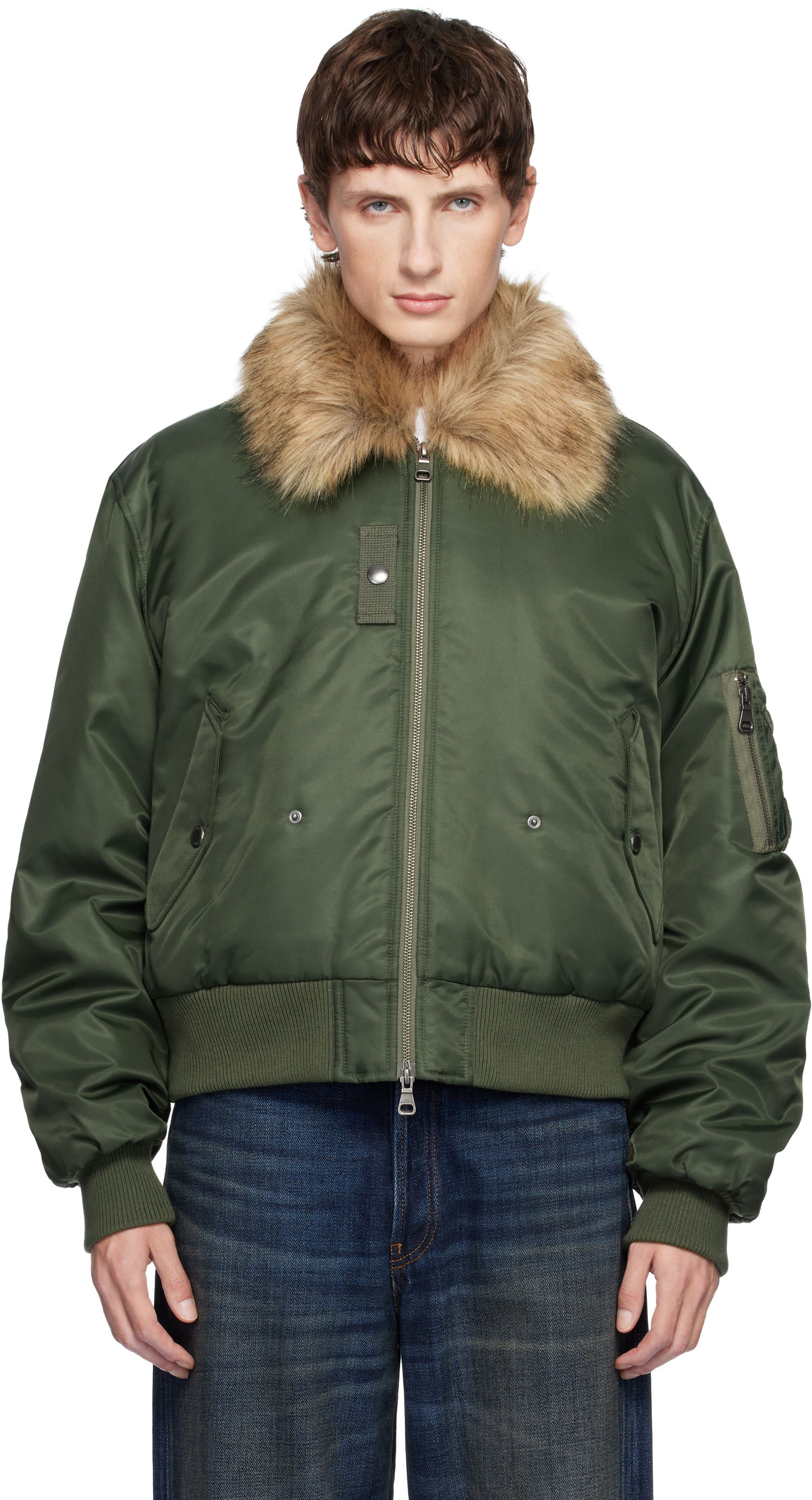 Bomberjacka Andersson Bell Fur Collar MA-1 Bomber Jacket Grön | awa737u, 0
