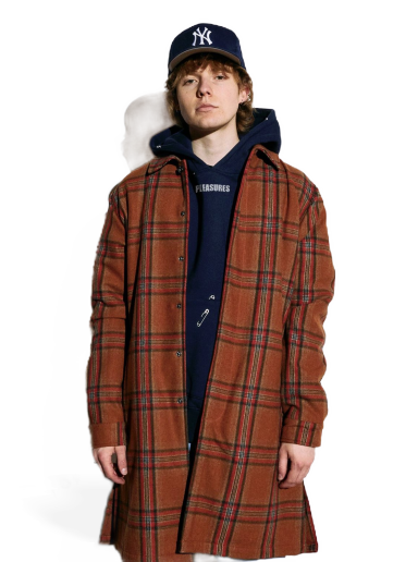 Rockar Pleasures Soul Plaid Trench Coat Röd | P22W028-ORANGE