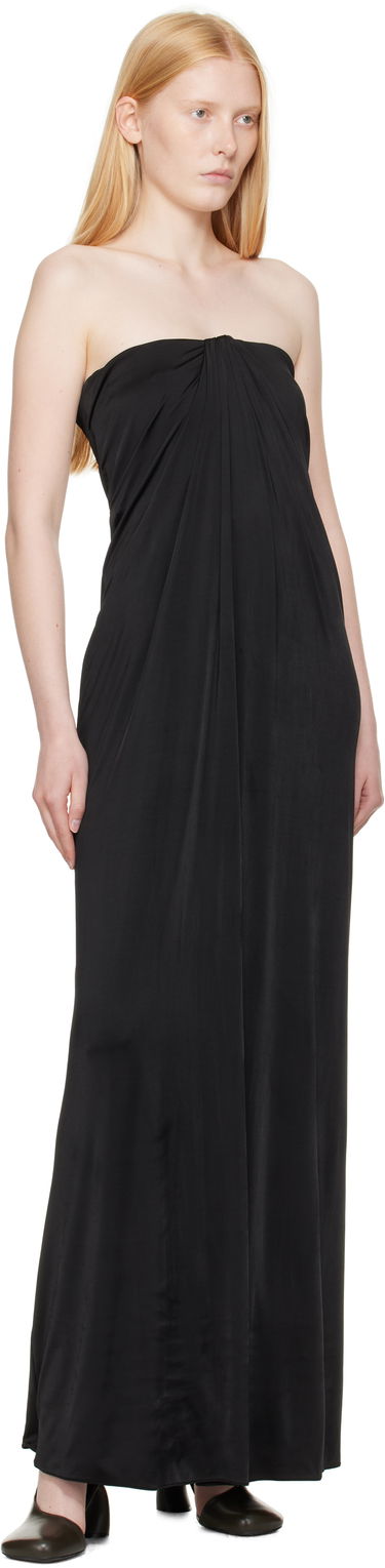 Klä FERRAGAMO Ferragamo Sleeveless Gathered Maxi Dress Svart | 780649, 3
