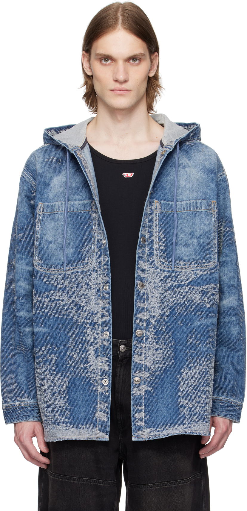 Skjorta Diesel Diesel D-Dewnys-Hood-S Denim Hoodie Blå | A16360-007W4-01