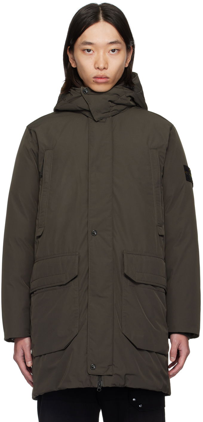 Jacka Stone Island Gray Hooded Down Jacket Svart | 811570726