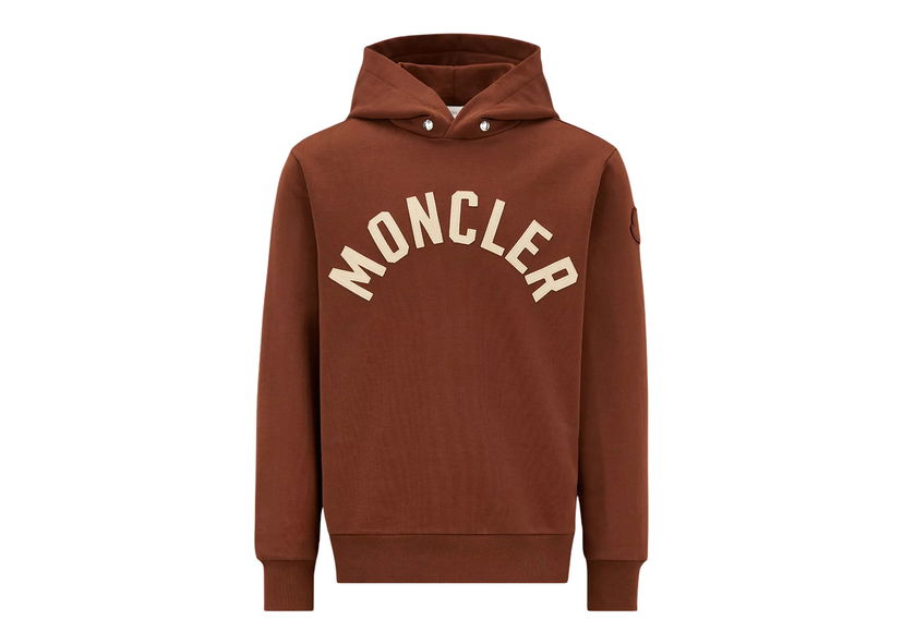 Sweatshirt Moncler Curved Logo Cotton Hoodie Brun | H20918G00050809KR299