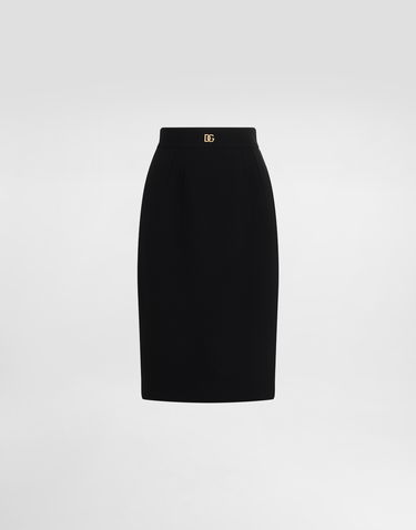 Kjol Dolce & Gabbana Dolce & Gabbana Wool Midi Pencil Skirt with DG Logo Svart | F4C2CTGDCSXN0000, 0
