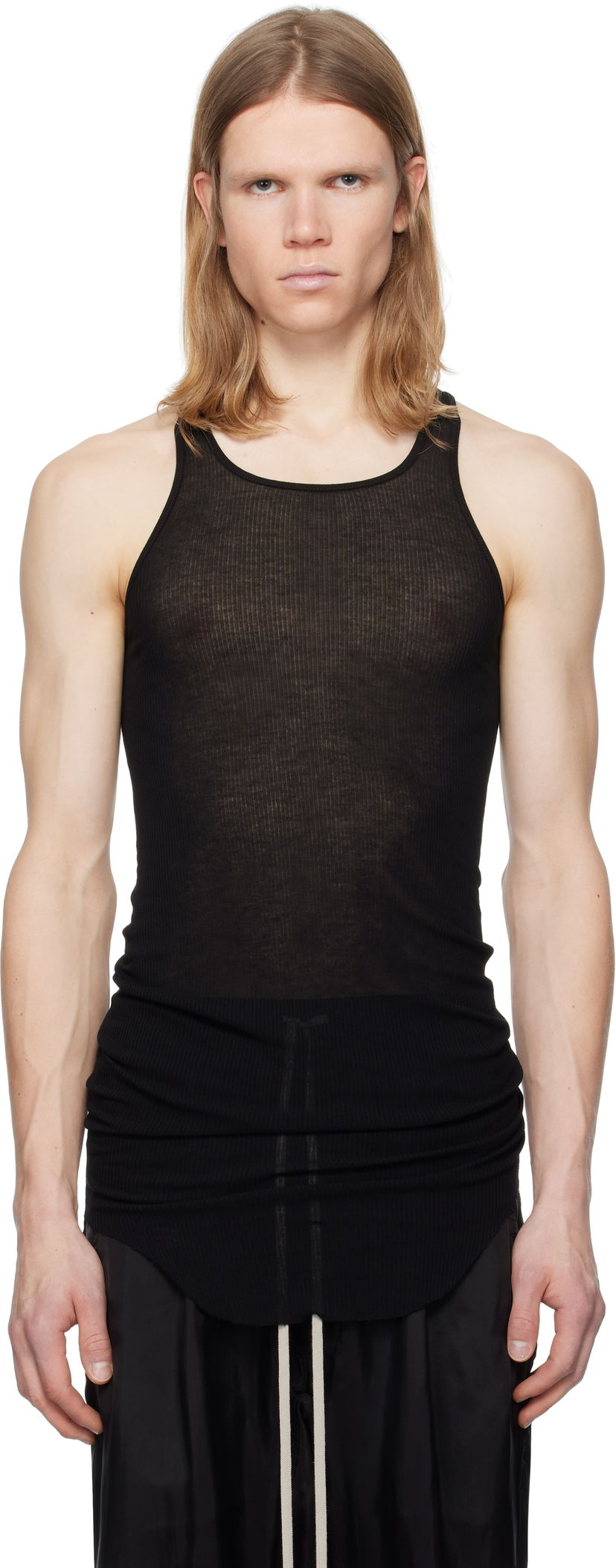 Linne Rick Owens Rick Owens Hollywood Basic Rib Tank Top Svart | RU01E5150 RC