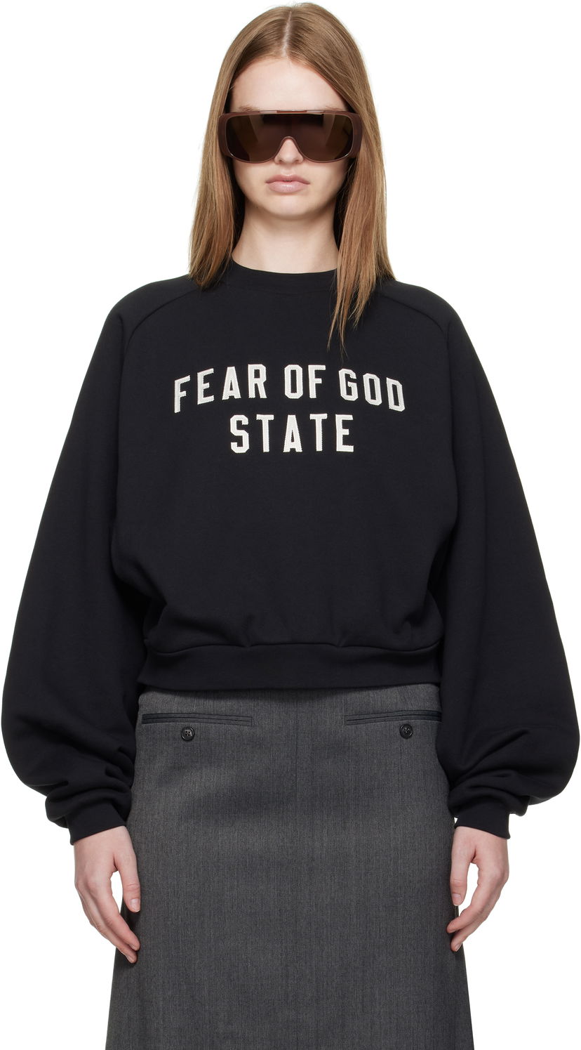 Sweatshirt Fear of God Fear of God ESSENTIALS Fleece Raglan Crewneck Sweatshirt Svart | 192SP257830FW