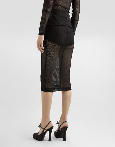 Kjol Dolce & Gabbana Dolce & Gabbana Mesh Calf-Length Skirt Svart | F4CT6TFLREPN0000, 3
