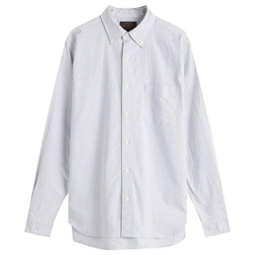 Skjorta BEAMS Beams Plus Button Down Candy Stripe Shirt, Size Medium Blå | 3811-0012-139-75