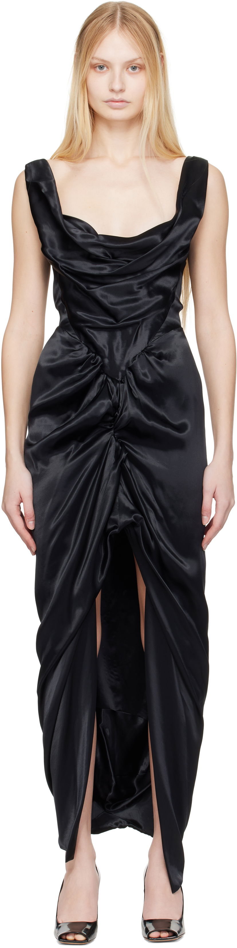 Klä Vivienne Westwood Vivienne Westwood Panther Draped Maxi Dress Svart | 1101035B-W0128-