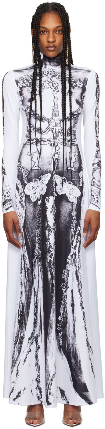 Klä Jean Paul Gaultier Jean Paul Gaultier 'The Gaultier Paris' Print Maxi Dress Vit | 24/25-F-RO132-J546-0100