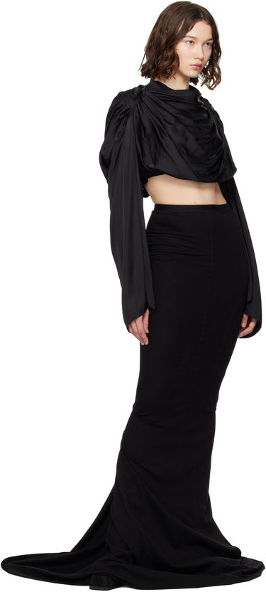 Crop top Rick Owens Rick Owens Hollywood Claudette Draped Crop Top Svart | RO01E7264 SCH, 3