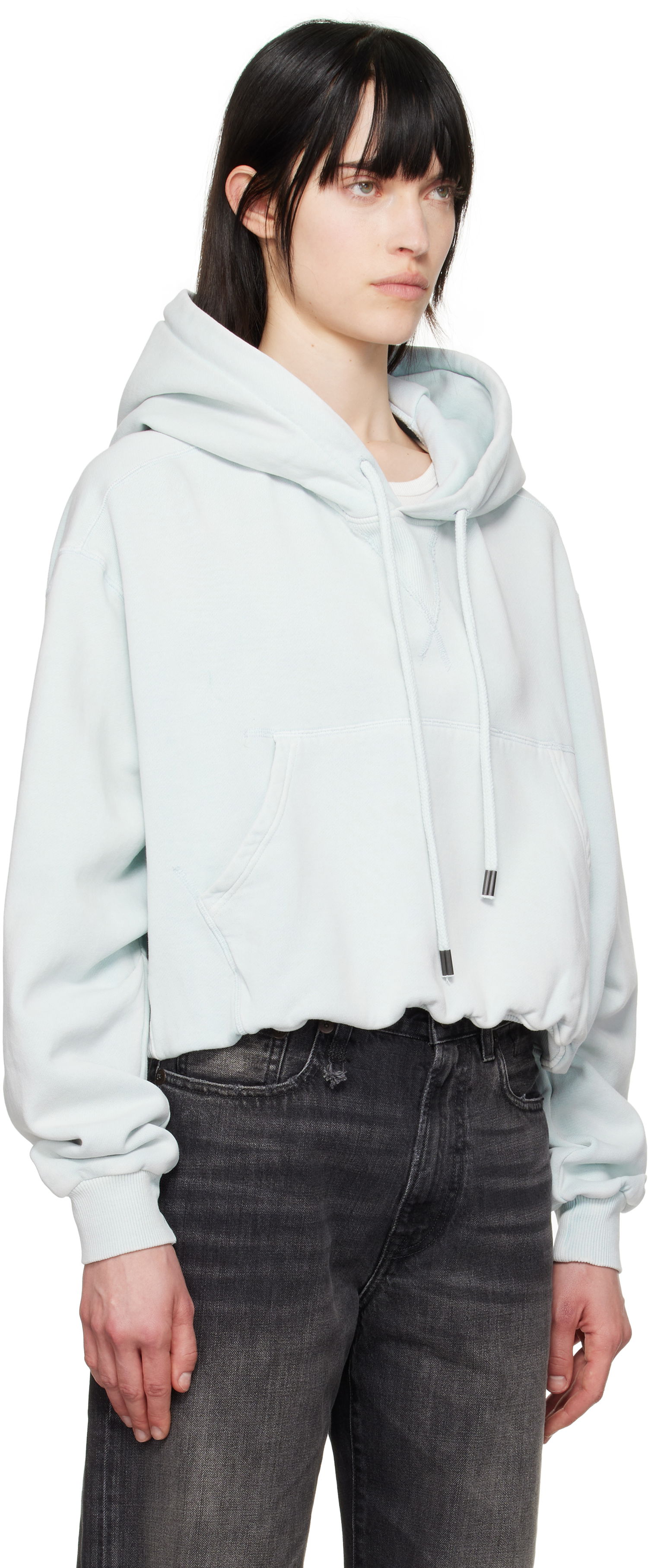 Sweatshirt R13 R13 Balloon Popover Cropped Hoodie Grön | R13WK215-001BE, 1