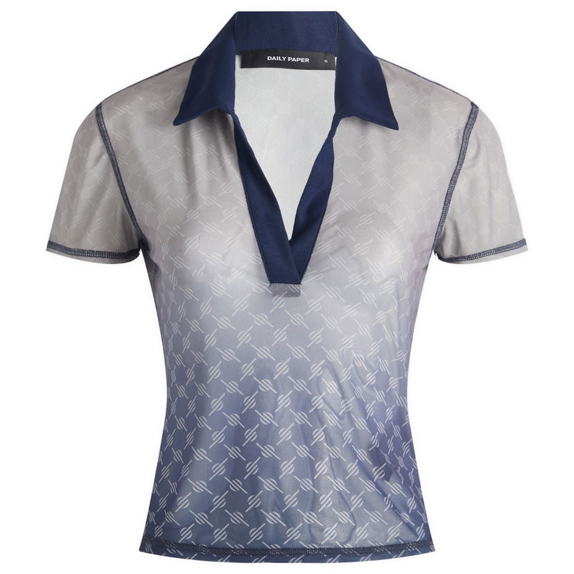 Polotröja DAILY PAPER Daily Paper Women's Mesh Monogram Polo Top Grå | 2511088