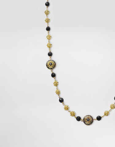 Halsband Dolce & Gabbana Dolce & Gabbana Sicily 18K Gold, Black Sapphires & Jade Necklace Svart | WNKS1GWSABKZOO00, 3