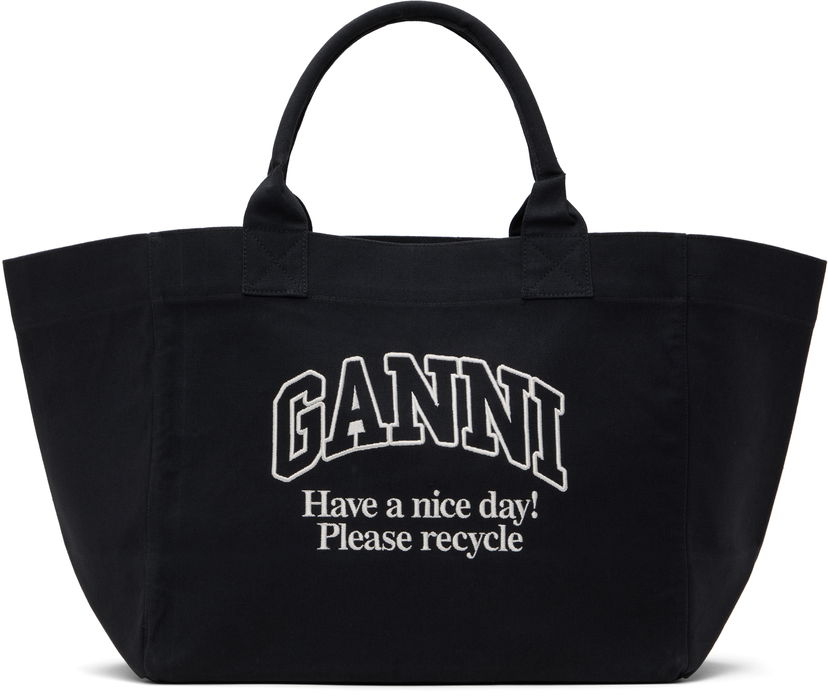 Tygpåse GANNI GANNI Oversized Canvas Tote Bag Svart | A6680