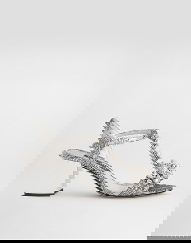 Sneakers och skor Dolce & Gabbana Dolce & Gabbana Brocade Sandals With Stones Embroidery Metallisk | CR1921AS2038D708, 0