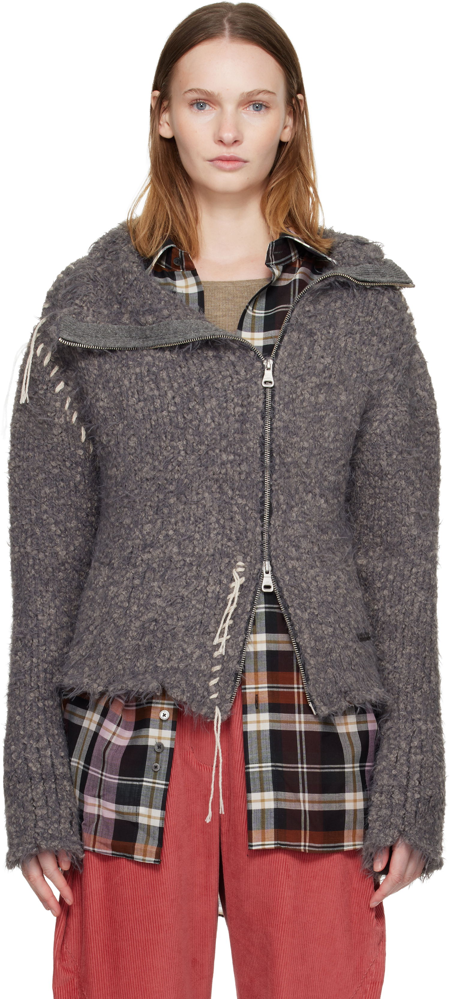 Jacka Andersson Bell Harlow Damaged Knit Jacket Grå | atb1388w, 0