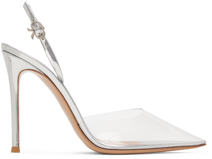 Sneakers och skor Gianvito Rossi Ribbon D'Orsay 105 Slingback Heels Metallisk | G95359.15RIC.PLM