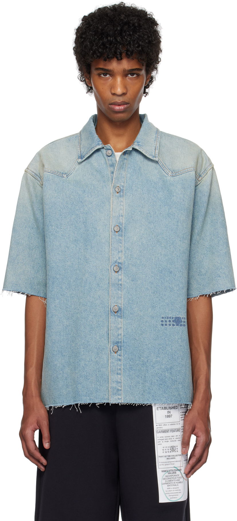Skjorta Maison Margiela MM6 Maison Margiela Short Sleeve Denim Shirt Blå | SH0DR0006 M30019