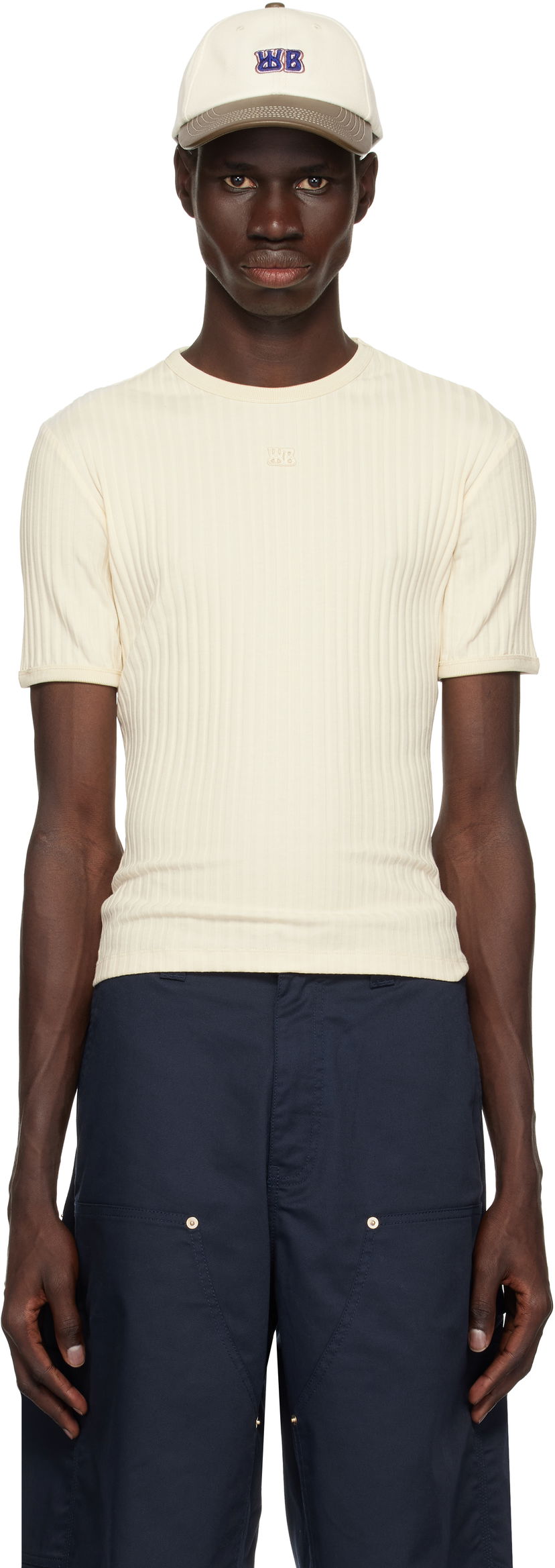 T-shirt Wales Bonner Wales Bonner Movement T-Shirt Beige | WS25JE39-JE23-099 RIB JERSEY