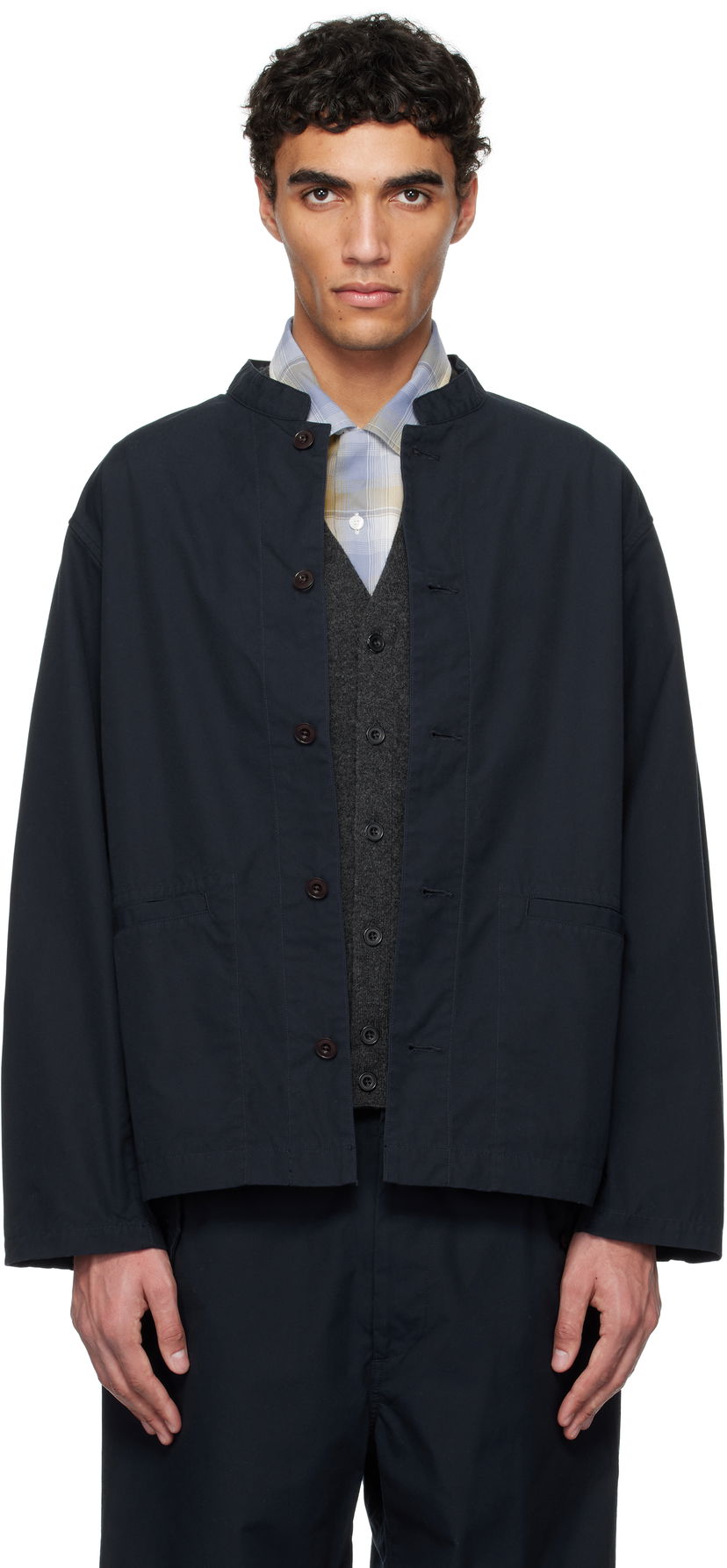 Jacka NANAMICA nanamica Band Collar Shirt Jacket Mörkblå | S25SA106U