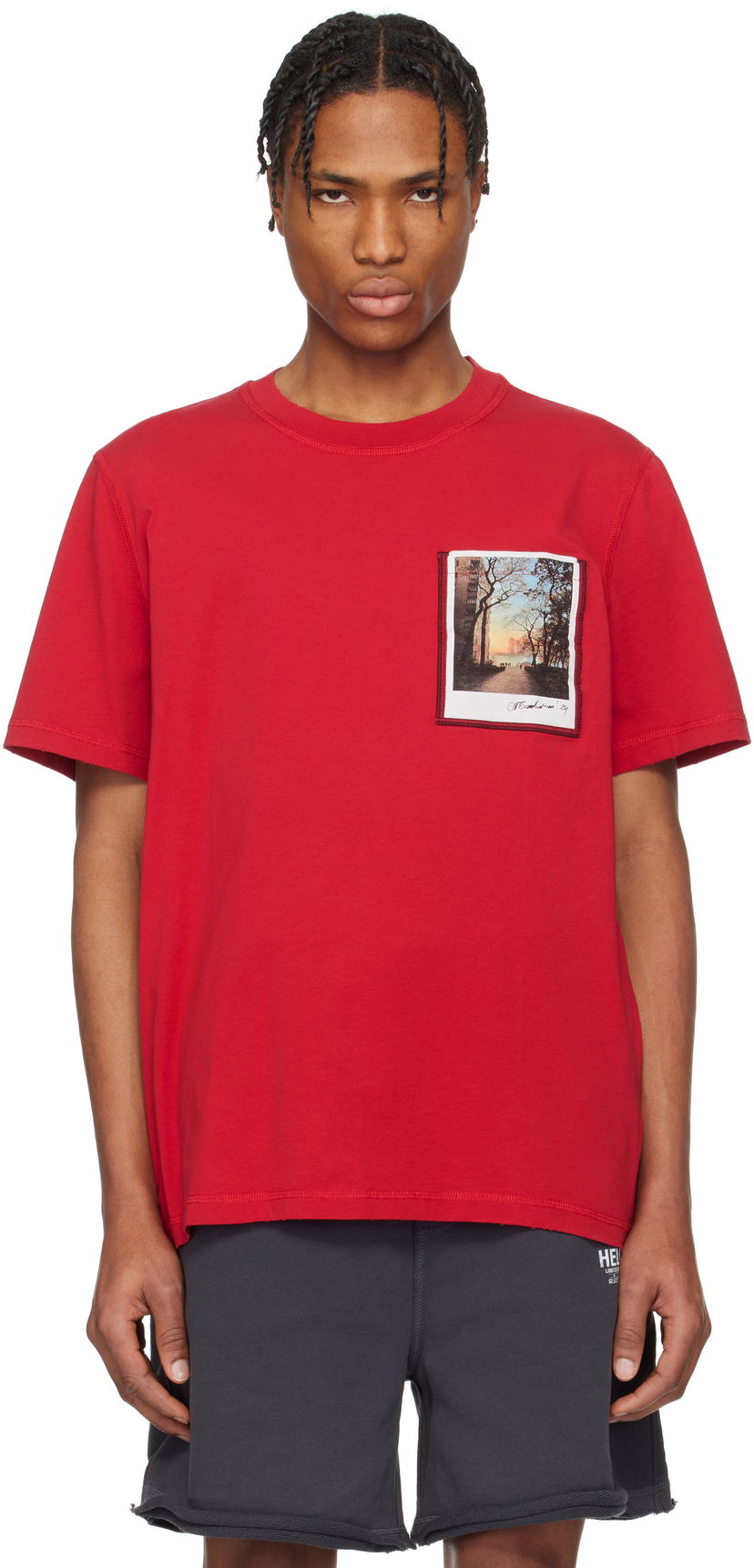T-shirt Helmut Lang Helmut Lang River Postcard T-Shirt Röd | O10HM517