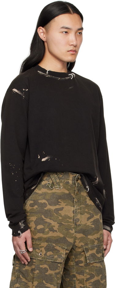 Sweatshirt We11done We11done Pierced Long Sleeve T-Shirt Svart | WD-TT0-25-771-U-BK, 1