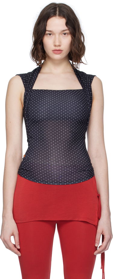 Linne Miaou Miaou Lara Polka Dot Square Neck Top Svart | 7190TJBBWP, 0