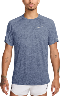 Stride Short-Sleeve Heathered Running T-Shirt with Reflective Details