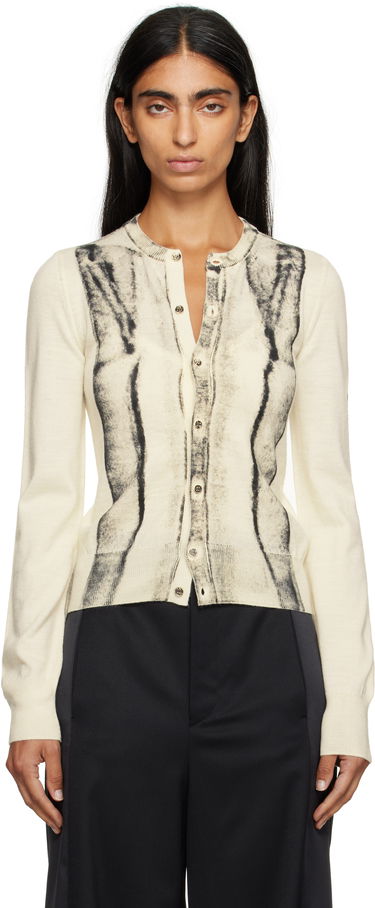 Sweater Maison Margiela MM6 Maison Margiela Folded Printed Cardigan Beige | S52HP0031 M13129, 0