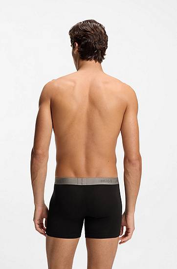 Boxare BOSS Three-pack of stretch cotton boxer briefs with all-over print Grå | 50549177, 1