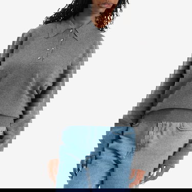 Sweater Róhe Rohe Sculptural Polo Sweater Grå | 416-23-316, 2