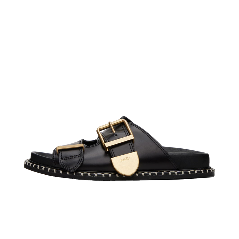 Sneakers och skor CHLOÉ Rebecca Leather Slide Sandals Svart | CHC24S981D1