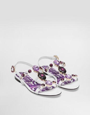 Tillbehör Dolce & Gabbana Dolce & Gabbana Jeweled Sandals Vit | CQ0601AT848I03TN, 1